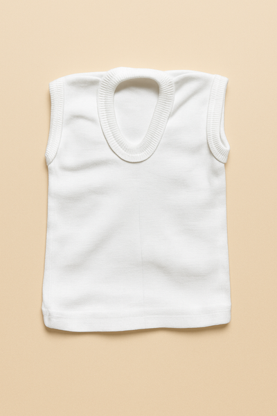 New Born Classic White Woolen Baby Vest