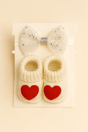Ultra-Soft Red Heart Bear Booties & Head Band Set