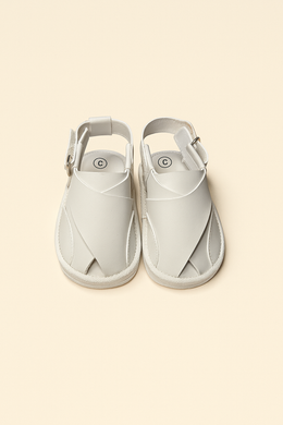 White Soft Peshawari Baby Sandals - Comfy, Stylish & Supportive